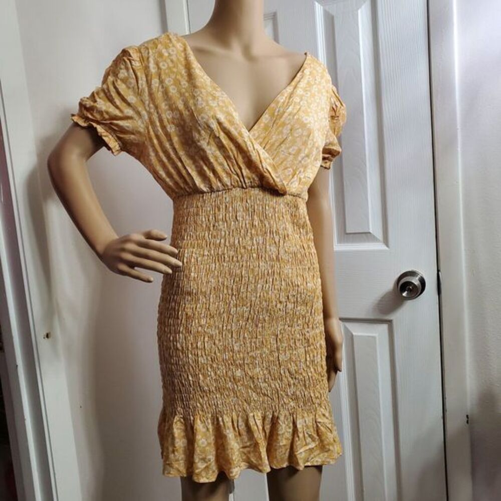 Lumiere URBAN OUTFITTERS Floral Spring‎ Summer Mini Dress Small S Yellow - Picture 2 of 8